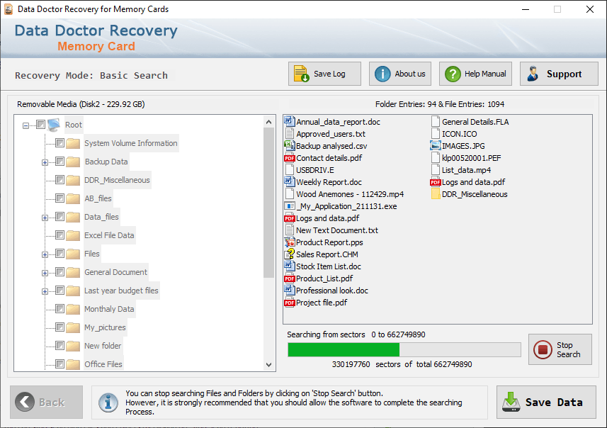 Searching Memory Recover Data